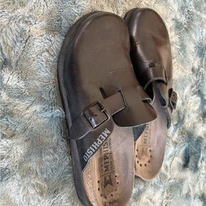 Mephisto Black Leather Clogs